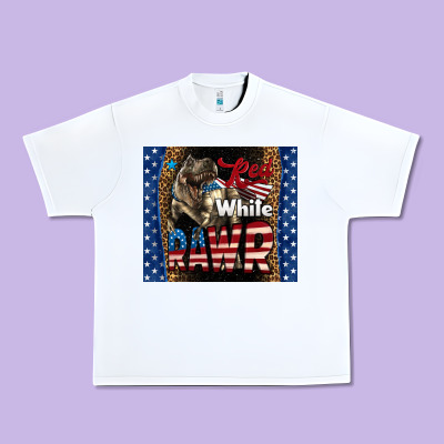Red White Rawr Dinosaur T-rex Urban Heavy Tee Designed By Lillyallendesigns