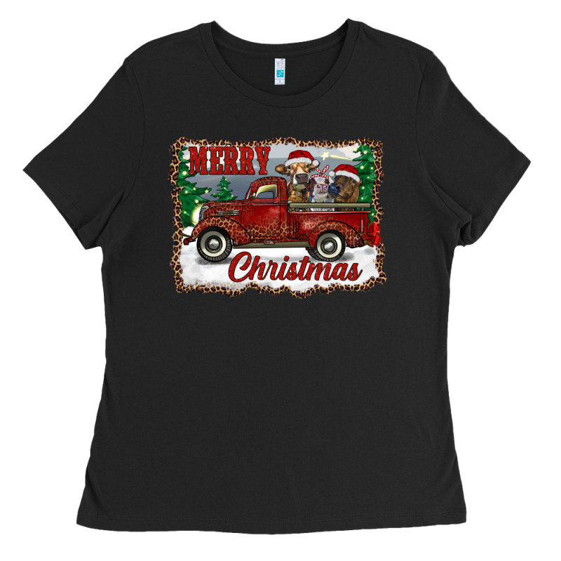 Christmas Truck With Cows Ladies Tee by RanaPortraitStore | Teevron