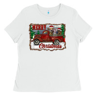 White christmas truck with cows Ladies Tee - RanaPortraitStore