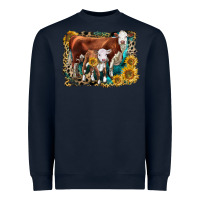 Navy Hereford Cow and Hereford Calf With Leopard Heavyweight Sweatshirt - LillyAllenDesigns