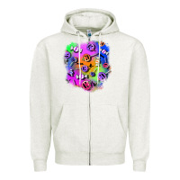 Oatmeal Heather halloween candy patches 1 Zipper Hoodie - BundleAndBundleShop