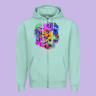 Halloween Candy Patches 1 Zipper Hoodie Designed By Bundleandbundleshop