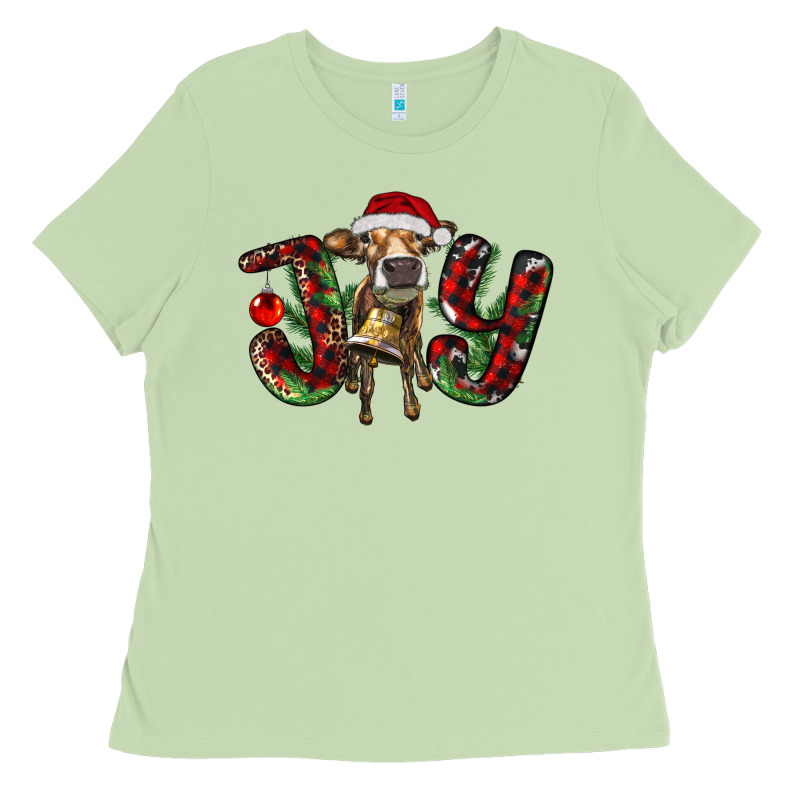 Christmas Joy With Heifer Ladies Tee by RanaPortraitStore | Teevron
