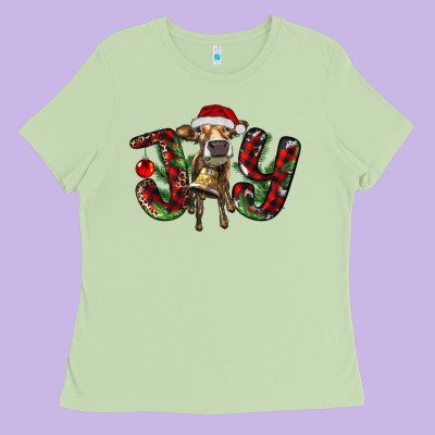 Christmas Joy With Heifer Ladies Tee Designed By Ranaportraitstore