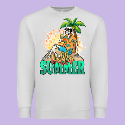 Hello Summer Skeleton Premium Sweatshirt Designed By Nancycooperartshop