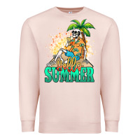 Pale Pink Hello summer skeleton Premium Sweatshirt - NancyCooperArtShop