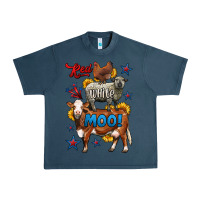 Midnight Navy red white moo farm animals 4th of july Urban Heavy Tee - LillyAllenDesigns