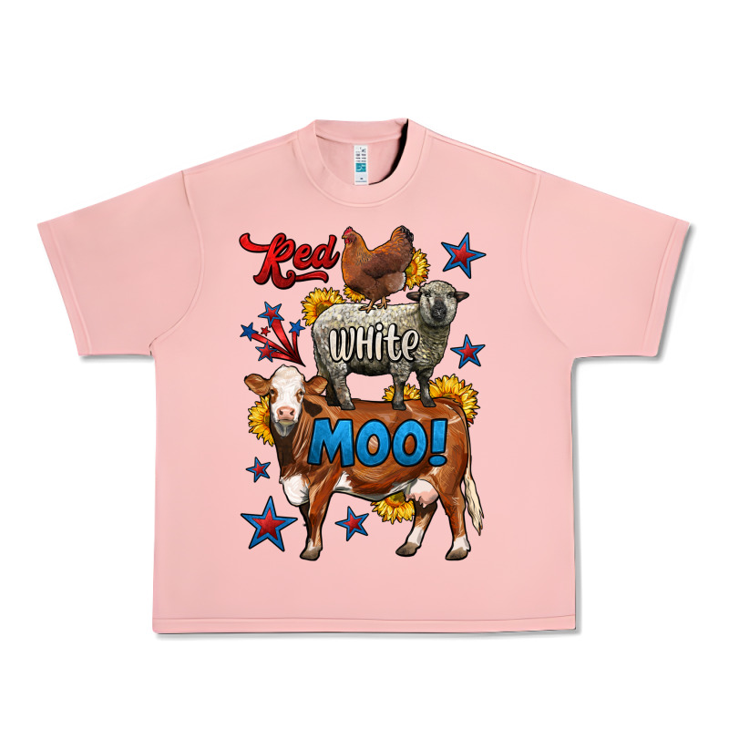 Red White Moo Farm Animals 4th Of July Urban Heavy Tee by LillyAllenDesigns | Teevron