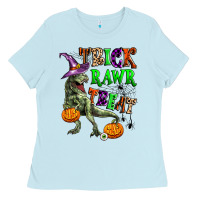 Baby Blue trick rawr treat Ladies Tee - Zillion Design Studio