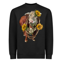 Black hereford bull rope and sunflowers Heavyweight Sweatshirt - LillyAllenDesigns