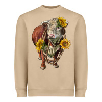 Mushroom hereford bull rope and sunflowers Heavyweight Sweatshirt - LillyAllenDesigns