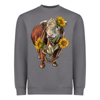 Storm hereford bull rope and sunflowers Heavyweight Sweatshirt - LillyAllenDesigns