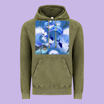 Dolphins Vintage Hoodie Designed By Bundleandbundleshop
