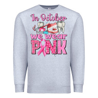 Heather Grey in october we wear pink breast cancer awareness Premium Sweatshirt - texasbilliewilder