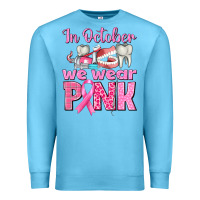 Ocean Blue in october we wear pink breast cancer awareness Premium Sweatshirt - texasbilliewilder