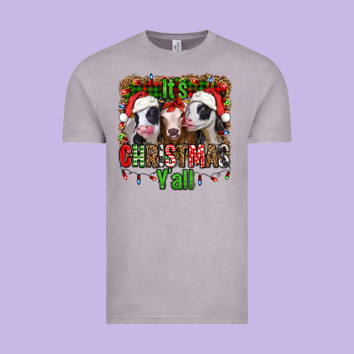 It's Christmas Y'all Heifers Vintage Tee Designed By Jasminsmagicworld