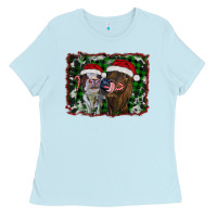 Baby Blue christmas heifers Ladies Tee - RanaPortraitStore