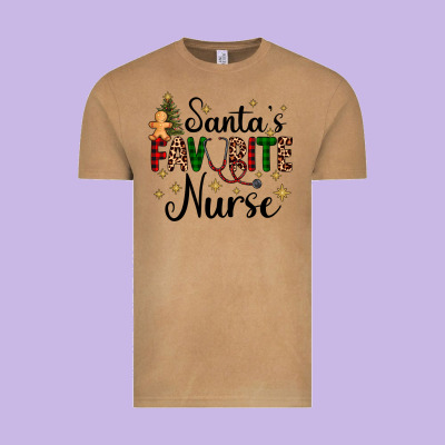 Santa's Favorite Nurse Vintage Tee Designed By Adodesignshop