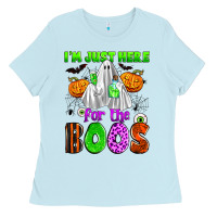 Baby Blue i'm just here for the boos Ladies Tee - Zillion Design Studio