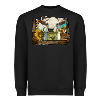 Black charolais heifer with western background Heavyweight Sweatshirt - LillyAllenDesigns