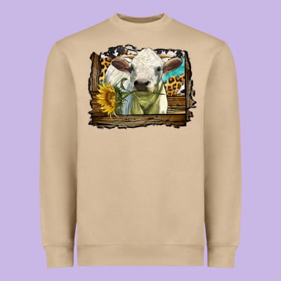 Charolais Heifer With Western Background Heavyweight Sweatshirt Designed By Lillyallendesigns