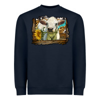 Navy charolais heifer with western background Heavyweight Sweatshirt - LillyAllenDesigns