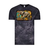 Cloud Black western sunflowers elephant Vintage Tee - LillyAllenDesigns