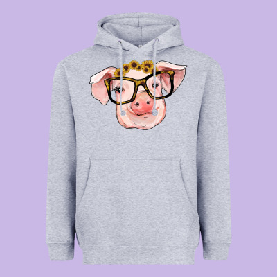 Sunflowers With Pig Heavyweight Hoodie Designed By Ranaportraitstore