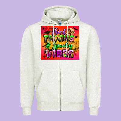 Thick Thighs And Spooky Vibes Tumbler Zipper Hoodie Designed By Bundleandbundleshop
