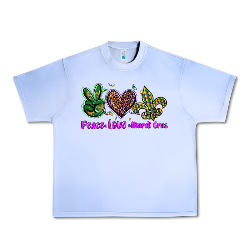 Peace Love Mardi Gras Urban Heavy Tee by BarkalooDesign | Teevron