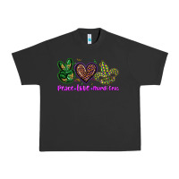 Pigment Black peace love mardi gras Urban Heavy Tee - BarkalooDesign