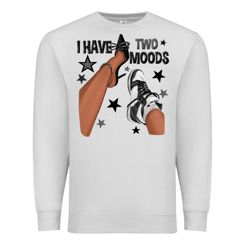 I Have Two Moods Black Sneakers Afro Girl Premium Sweatshirt by texasbilliewilder | Teevron