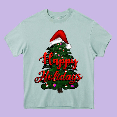 Happy Holidays Christmas Tree Heavy Core Tee Designed By Ranaportraitstore
