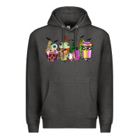 Charcoal Heather Halloween coffee cups Premium Hoodie - NancyCooperArtShop