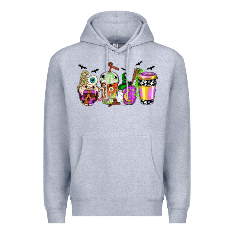 Halloween Coffee Cups Premium Hoodie by NancyCooperArtShop | Teevron