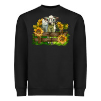 Black charolais heifer with sunflowers Heavyweight Sweatshirt - LillyAllenDesigns