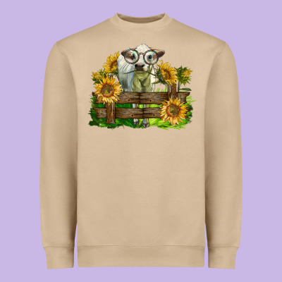 Charolais Heifer With Sunflowers Heavyweight Sweatshirt Designed By Lillyallendesigns