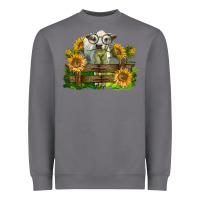 Storm charolais heifer with sunflowers Heavyweight Sweatshirt - LillyAllenDesigns