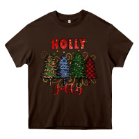 Chocolate Brown holly jolly Christmas trees Heavy Core Tee - RanaPortraitStore