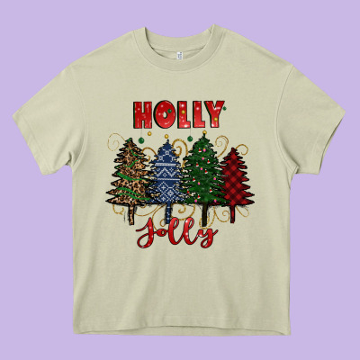 Holly Jolly Christmas Trees Heavy Core Tee Designed By Ranaportraitstore