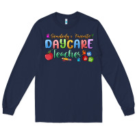 Navy somebody's favorite daycare teacher Long Sleeve Tee - MaliasSmallBusiness