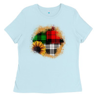 Baby Blue sunflower christmas patch3 Ladies Tee - JahusDesignShop