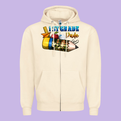 1 St Grade Dude Zipper Hoodie Designed By Bundleandbundleshop