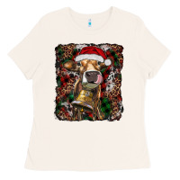 Bone christmas heifer with leoard and cowhide Ladies Tee - RanaPortraitStore
