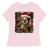 Bubblegum Pink christmas heifer with leoard and cowhide Ladies Tee - RanaPortraitStore
