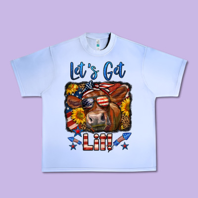 Let's Get Lit 4th Of July Cow Urban Heavy Tee Designed By Lillyallendesigns