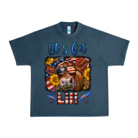 Midnight Navy let's get lit 4th of july cow Urban Heavy Tee - LillyAllenDesigns