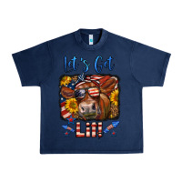 Navy let's get lit 4th of july cow Urban Heavy Tee - LillyAllenDesigns