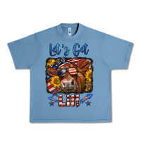 Pebble Blue let's get lit 4th of july cow Urban Heavy Tee - LillyAllenDesigns