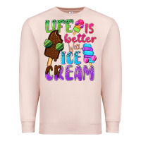 Pale Pink Life is better with ice cream Premium Sweatshirt - NancyCooperArtShop